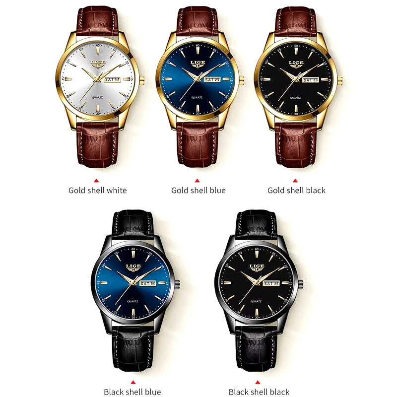 Fashion Watches Men Top Brand Luxury Quartz Watch Men Leather Strap Waterproof Business Casual Men Wristwatches Clock