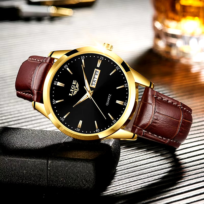 Fashion Watches Men Top Brand Luxury Quartz Watch Men Leather Strap Waterproof Business Casual Men Wristwatches Clock